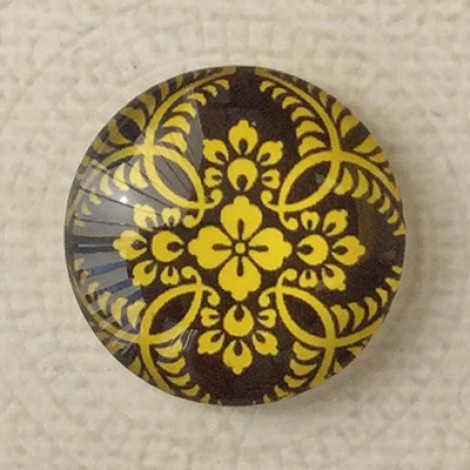 25mm Art Glass Backed Cabochons - World Mandala 1 - Each