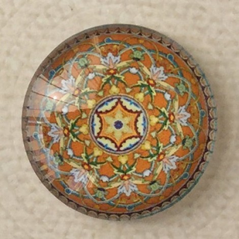 25mm Art Glass Backed Cabochons - World Mandala 12 - Each 25mm Art Glass Backed Cabochons - World Mandala 12 - Each