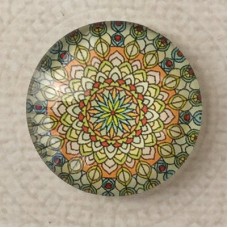 25mm Art Glass Backed Cabochons - World Mandala 4 - Each
