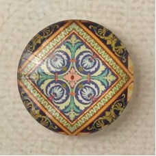 25mm Art Glass Backed Cabochons - World Mandala 6 - Each