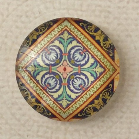 25mm Art Glass Backed Cabochons - World Mandala 6 - Each