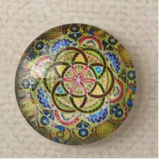 25mm Art Glass Backed Cabochons - World Mandala 9 - Each