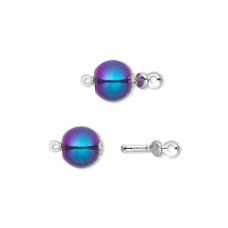 8mm Rainbow Hemalyke Round Tab Clasps - Each