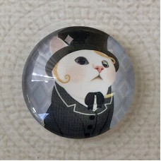 25mm Art Glass Backed Cabochons - Cat Face 7 - Each
