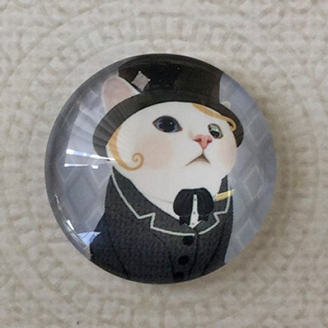 25mm Art Glass Backed Cabochons - Cat Face 7 - Each 25mm Art Glass Backed Cabochons - Cat Face 7 - Each