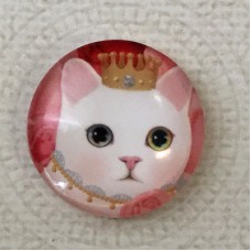 25mm Art Glass Backed Cabochons - Cat Face 18 - Each