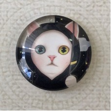 25mm Art Glass Backed Cabochons - Cat Face 8 - Each