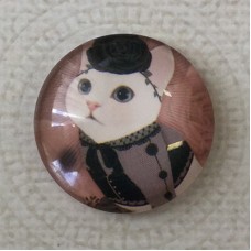 25mm Art Glass Backed Cabochons - Cat Face 9 - Each