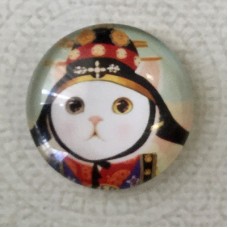 25mm Art Glass Backed Cabochons - Cat Face 10 - Each