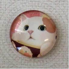 25mm Art Glass Backed Cabochons - Cat Face 11 - Each