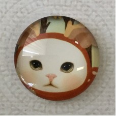 25mm Art Glass Backed Cabochons - Cat Face 12 - Each