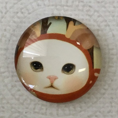 25mm Art Glass Backed Cabochons - Cat Face 12 - Each 25mm Art Glass Backed Cabochons - Cat Face 12 - Each