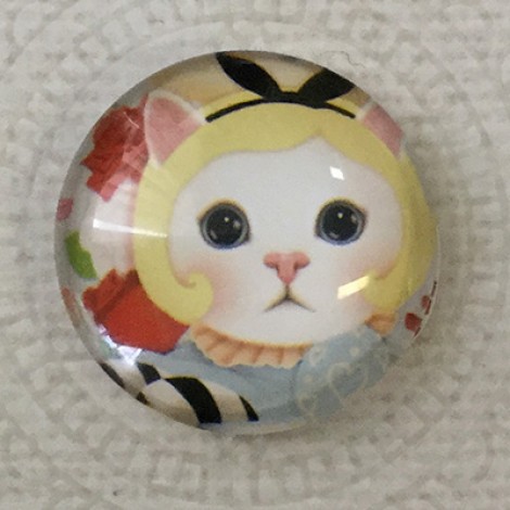 25mm Art Glass Backed Cabochons - Cat Face 13 - Each 25mm Art Glass Backed Cabochons - Cat Face 13 - Each