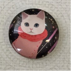 25mm Art Glass Backed Cabochons - Cat Face 15 - Each