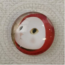 25mm Art Glass Backed Cabochons - Cat Face 4 - Each