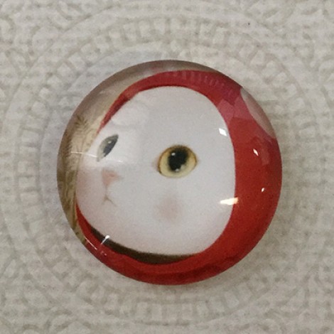 25mm Art Glass Backed Cabochons - Cat Face 4 - Each 25mm Art Glass Backed Cabochons - Cat Face 4 - Each
