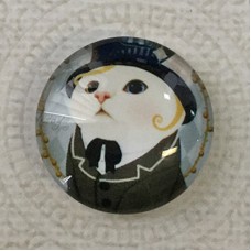 25mm Art Glass Backed Cabochons - Cat Face 5 - Each