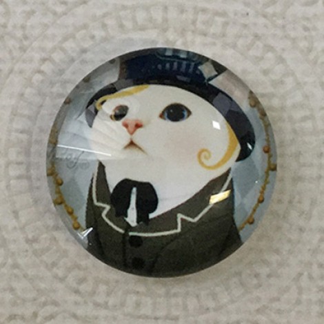 25mm Art Glass Backed Cabochons - Cat Face 5