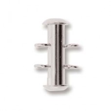 16mm 2-Strand Silver Plated Vertical Loop Slide Clasps - Pack of 2