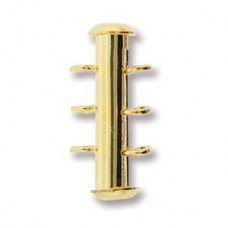 21mm Beadsmith 3-Strand Gold Plated Vertical Loop Slide Clasps - Each