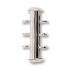21mm Beadsmith 3-Strand Silver Plated Vertical Loop Slide Clasps - Each