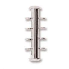 26mm 4-Strand Silver Plated Vertical Loop Slide Clasps - Each