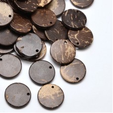 15x2mm Coconut Brown Flat Drops with 1mm Hole - Pack of 10