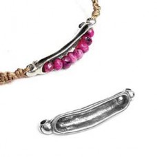 26x7mm Antique Silver Pea Connector Pendants for 4mm Beads - Each