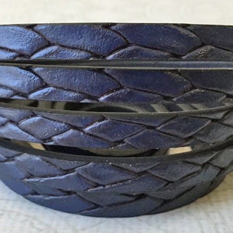 5x2mm Vegan Friendly PU Flat Braided Bolo Design Faux Leather - Deep Blue - 1m Strip