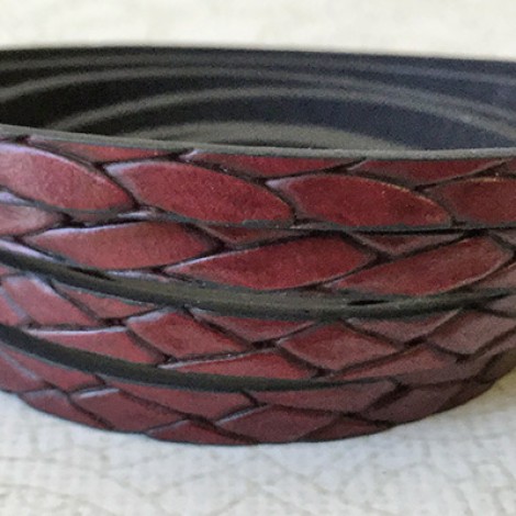 5x2mm Vegan Friendly PU Flat Braided Bolo Design Faux Leather - Dark Red - 1 metre length