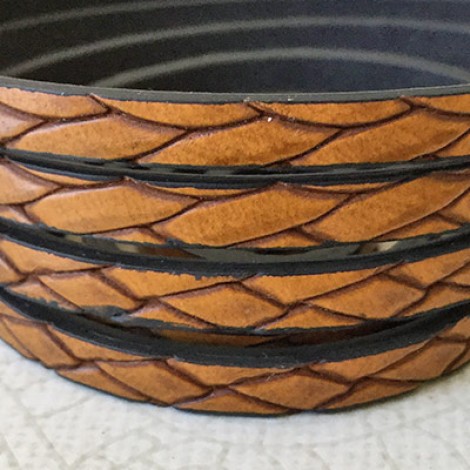 5x2mm Vegan Friendly PU Flat Braided Bolo Design Faux Leather - Tan - 1 metre length