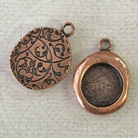 25.7x18.8mm (13.9mm ID) Nunn Design Crest Seal Bezel Pendant - Antique Copper