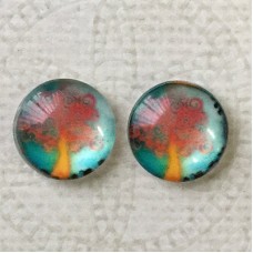 12mm Art Glass Backed Cabochons - Tree Series 1 - Per Pair