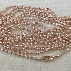 2mm x 65cm Rose Gold Plated Ball Chain Necklace with clasp - Pack of 2