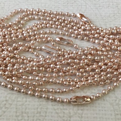 2mm x 65cm Rose Gold Plated Ball Chain Necklace with clasp