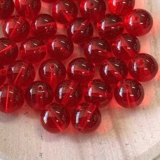 10mm Czech Round Glass Beads - Siam Ruby - Pack of 10