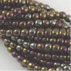 4mm Czech Round Glass Druk Beads - Brown Iris - Pack of 100