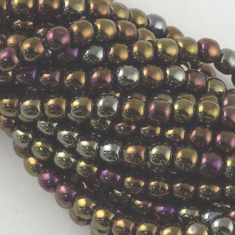 4mm Czech Round Glass Druk Beads - Brown Iris - Pack of 100