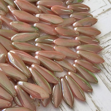5x16mm Czech Daggers - Luster Pink Coral Olivine - Pack of 20