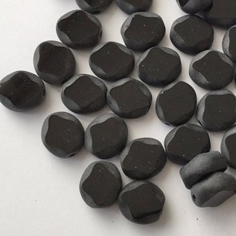 8x9mm Jet Diamond Table Cut Matte Flat Oval Cushion Beads - Pack of 10 8x9mm Jet Diamond Table Cut Matte Flat Oval Cushion Beads - Pack of 10