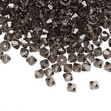 4mm Preciosa Czech Machine Cut Crystal Bicones - Black Diamond - Pack of 12