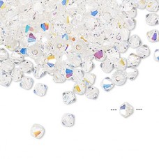 4mm Czech Preciosa Machine-Cut Crystal Bicones - Crystal AB - Pack of 12