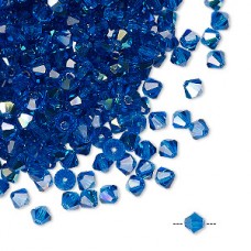 4mm Czech Preciosa Machine Cut Bicones - Capri Blue AB - Pack of 12