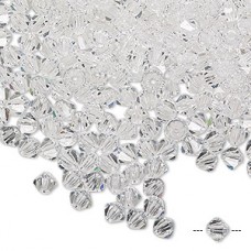 4mm Czech Preciosa Machine Cut Bicones - Crystal - Pack of 12
