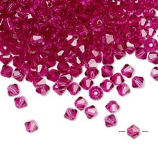 4mm Preciosa Czech Machine Cut Crystal Bicones - Fuchsia - Pack of 12