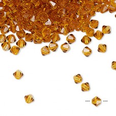 4mm Czech Preciosa Machine Cut Bicones - Topaz - Pack of 12