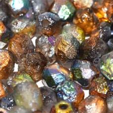 6mm Czech Firepolish Beads - Crystal Etched Magic Copper - Pack of 20