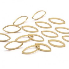 6x12x0.5mm Raw Brass Marquise Link Connectors - Pack of 20
