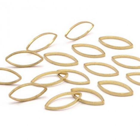 6x12x0.5mm Raw Brass Marquise Link Connectors - Pack of 20