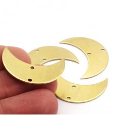 30x11mm 20ga Moon Phase Raw Brass Crescent Pendants with 2 Holes - Pack of 2
